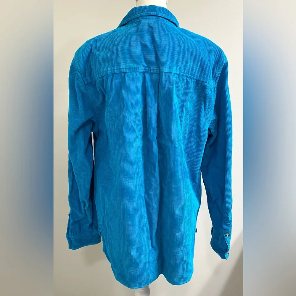 Urban Outfitters Mens M Solid Blue Big Corduroy Oversized Work Shirt Streetwear - Picture 5 of 14